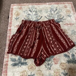 Angie High Waist Red and White Patterned Shorts